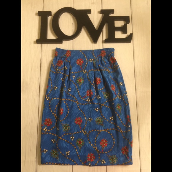 VTG Papéll Boutique Sz 8 Blue Chain Print 2pc Set - Picture 8 of 8